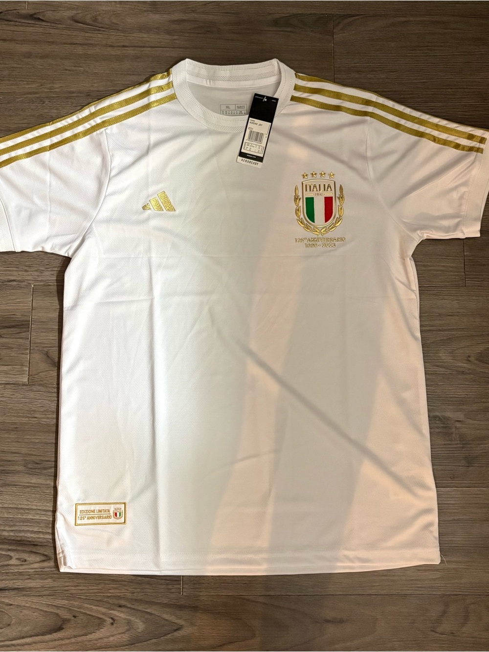 adidas White & Gold Italy Anniversary Soccer Jersey